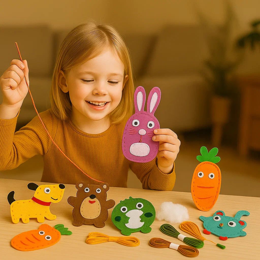 Säkert filt-djursset för att sy själv